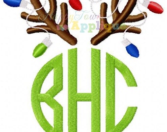 Reindeer Antler Monogram Boy Machine Embroidery Applique Design