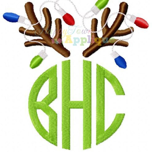 Reindeer Antler Monogram Boy Machine Embroidery Applique Design