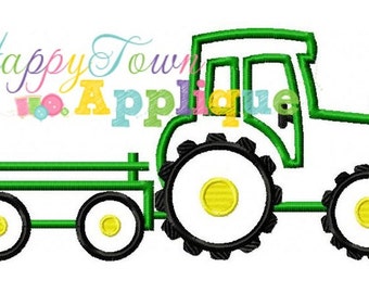 Tractor With Trailor Machine Embroidery Design