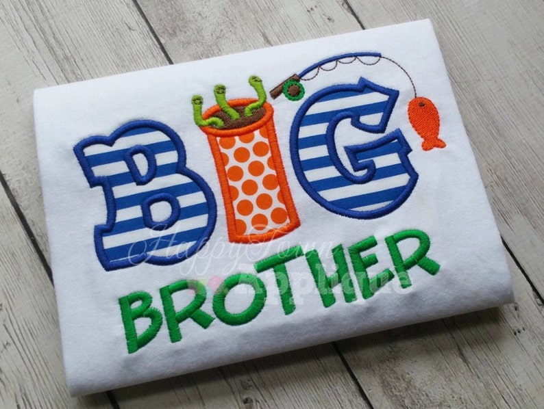 Big Brother Fishing Machine Embroidery Design image 2