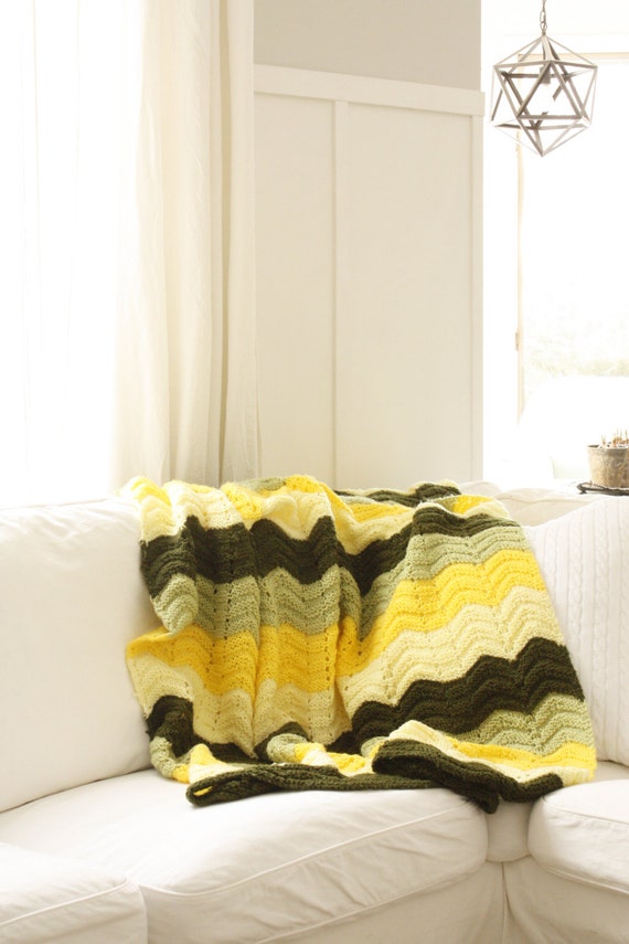 Items similar to Large and Soft Green and Yellow ombre Blanket on Etsy