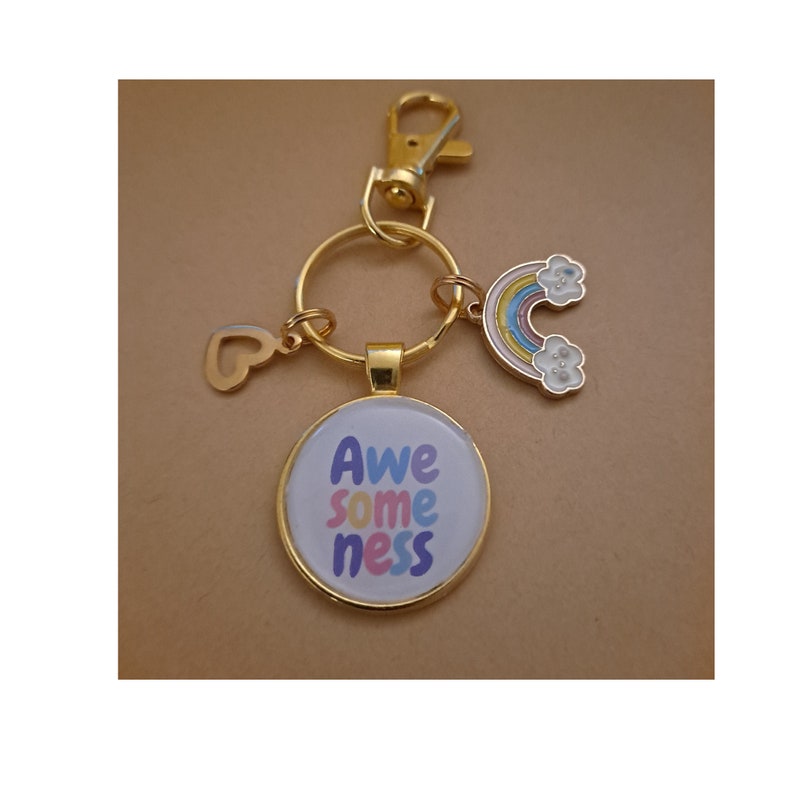 awesomeness Rainbow keychain zipper pull heart
