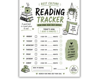 Rest Culture Reading Tracker Digital Download