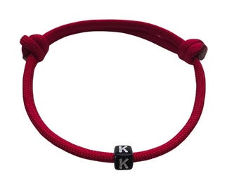 Red Paracord Initial Bracelet
