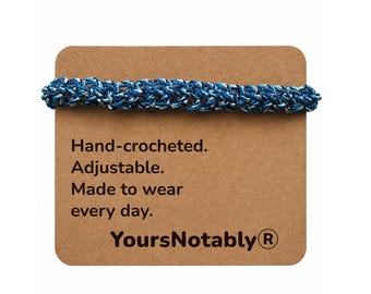 Hand Crocheted Micro Paracord Adjustable Blue Multicolor Bracelet