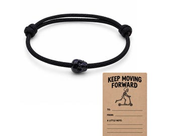 Skull Adjustable Bracelet And Keep Moving Forward Note Card