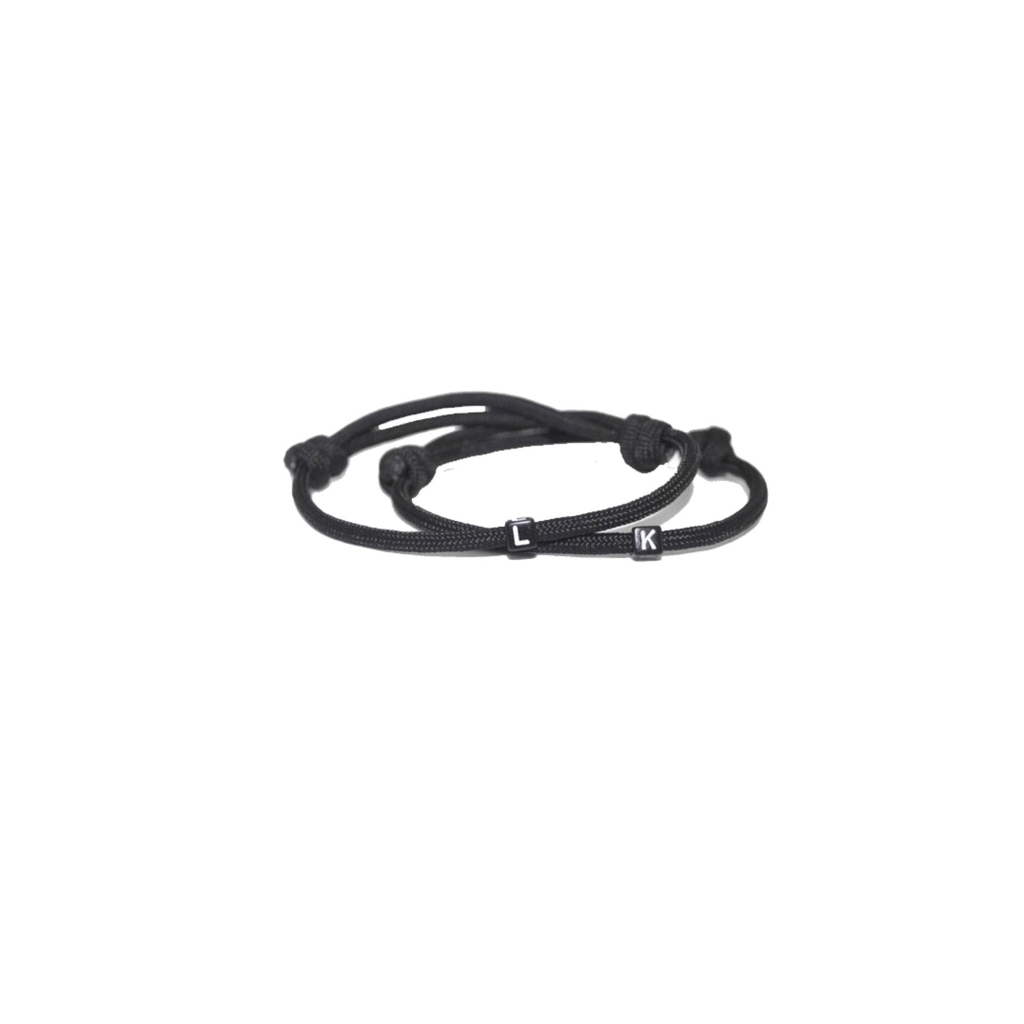 Matching initial couples friendship, father son, mother daughter, paracord initial cord bracelet