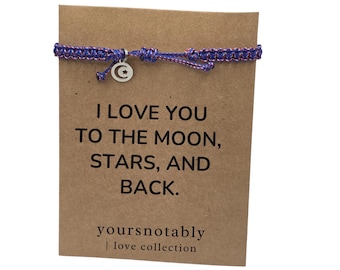I Love You to the Moon, Stars & Back – Woven Adjustable Bracelet