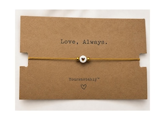 Minimalist Heart Adjustable Cotton Cord | Love, Always Gift | Black or Mustard
