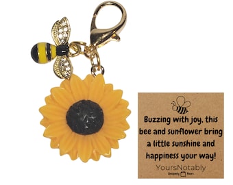 Bumble Bee and Sunflower Zipper Pull