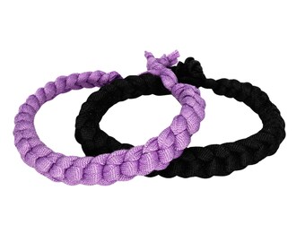 Matching lilac & Black Hand-Crocheted Woven Bracelets