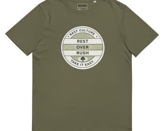 Rest Culture® Rest Over Rush Unisex Organic Ribbed Neck T-Shirt