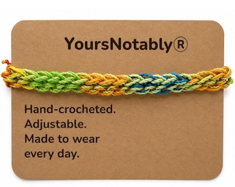 Hand Crocheted Adjustable Colorful Lime Green Bracelet