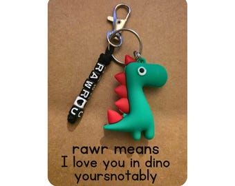PVC Dinosaur “RAWR” Keychain – Love in Dino Language