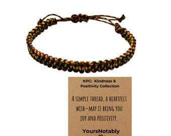 YOURSNOTABLY Rasta Woven Cord Bracelet with Positivity Note Card