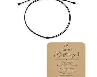 Thin Adjustable Knotted Adjustable Wish Bracelet With Customize Note Card