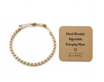 Shades of Beige Braided Polyester Waxed Cord Bracelet