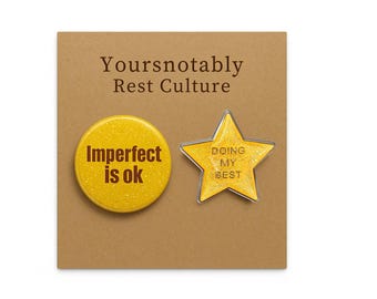 Conjunto de pines de aliento "Lo imperfecto está bien" y "Haciendo lo mejor que puedo"