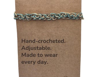 Earth Tone Hand Crocheted Adjustable Nylon Bracelet | Minimalist Everyday Jewelry