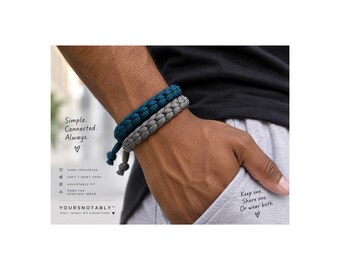 Friendship, Couples, Family  Teal & Gray Hand-Crocheted Bracelets