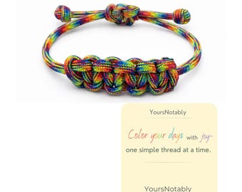 Rainbow Square Knot Adjustable Friendship Bracelet