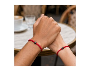Matching Red Initial Adjustable Paracord Bracelet Set
