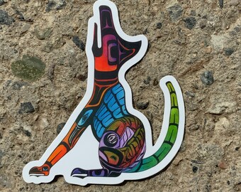 Native inspired Coyote sticker, original art, Colorado designs, small busi