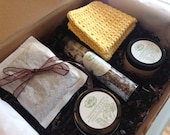 Luxe Spa Pack with Body Lotion, Sugar Scrub, Bath Salts, Tub Tea and Hand made Cloth