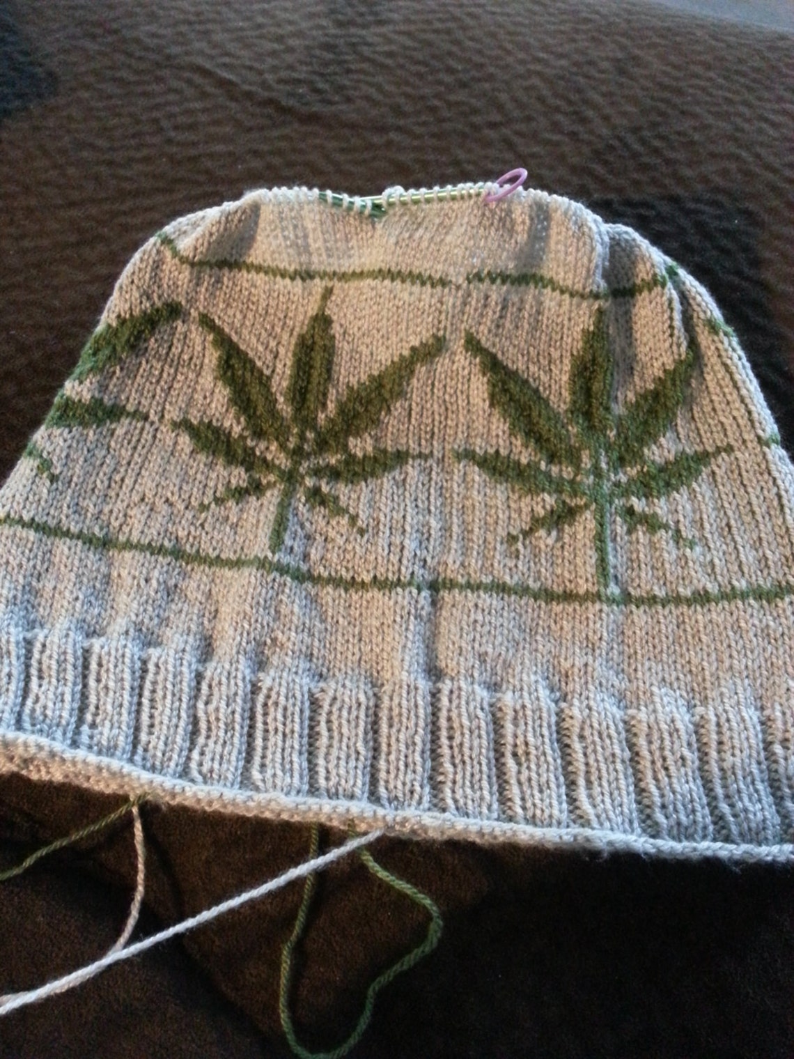 Knitting Pattern Marijuana Leaf Hat Adult Size Digital Etsy