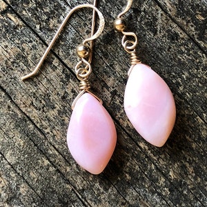 Pink Opal Gold Filled Earrings - Minimalist Earrings, Feminine Earrings