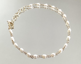 Gold Filled Pearl Bracelet - Adjustable Rosary-style design