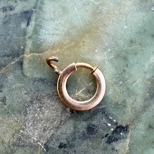 Fermoir à ressort surdimensionné vintage en or jaune 14 carats, fermoir à ressort plat de 8 mm