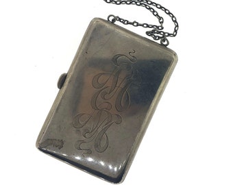 Edwardian Sterling Silver Purse, Antique Silver Dance Purse, Vintage Silver Purse with Pencil