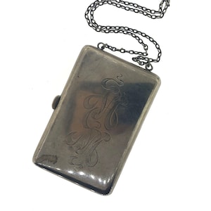 Edwardian Sterling Silver Purse, Antique Silver Dance Purse, Vintage Silver Purse with Pencil