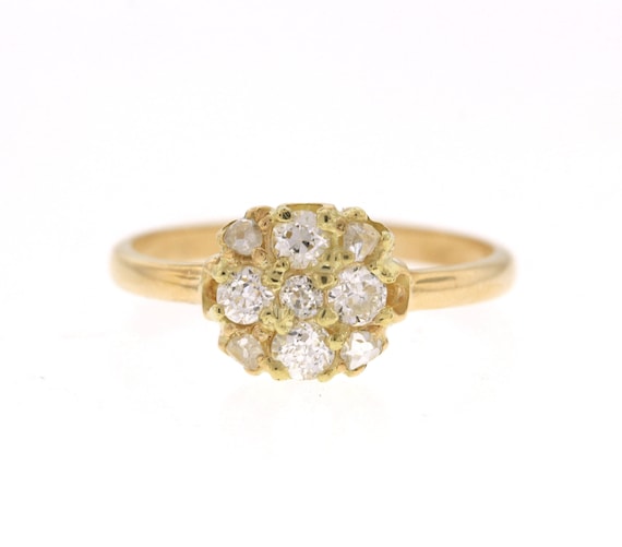 Edwardian Yellow Gold Diamond Cluster Conversion … - image 2