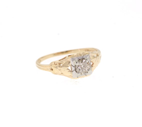 Mid Century Diamond Ring, Vintage Engagement Ring,