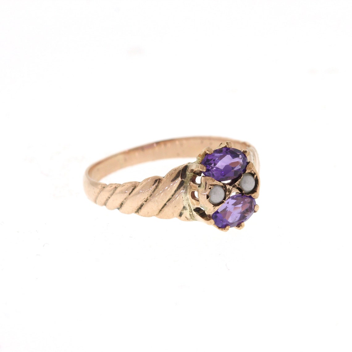 Vintage Amethyst Ring Edwardian Rose Gold Amethyst & Pearl | Etsy