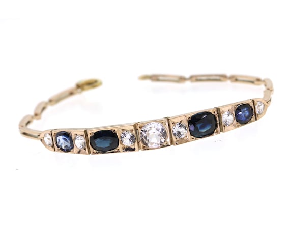 Victorian Sapphire Bracelet, Antique Blue Sapphire Bracelet, Vintage Rose  Gold Bracelet