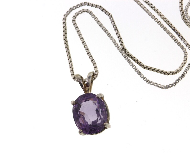 Sterling Silver Amethyst Pendant Oval Cut Necklace Image 0