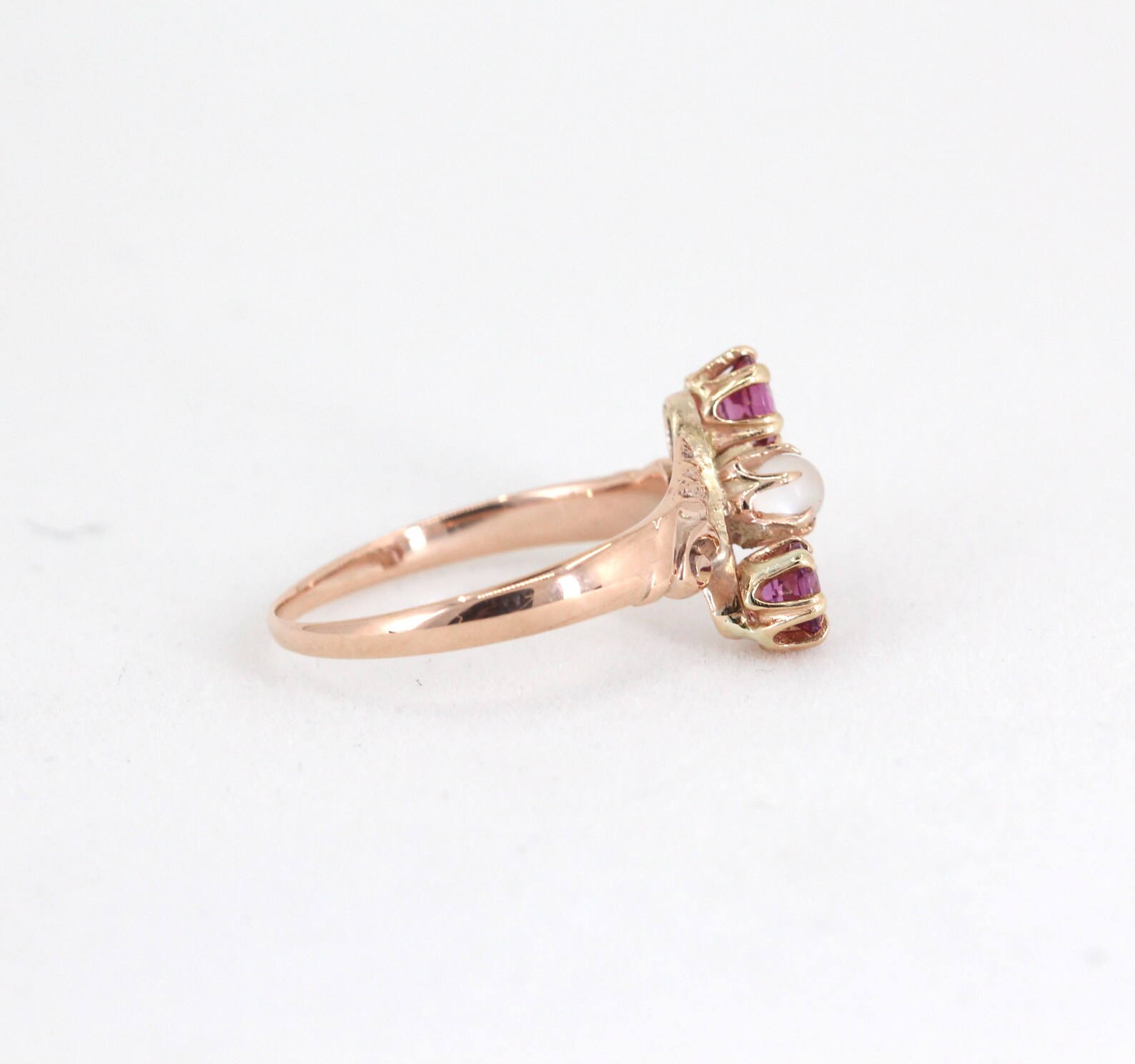 Pink Spinal Rings Antique Pink Spinel Ring, Edwardian Spinel & Moonstone Ring, Rose Gold ...