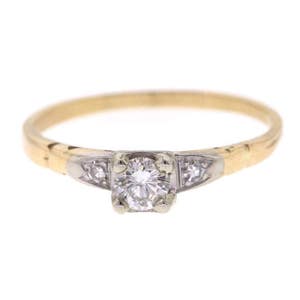 Vintage Engagement Ring, Mid Century Two Tone Diamond Ring, Vintage Diamond Wedding Ring
