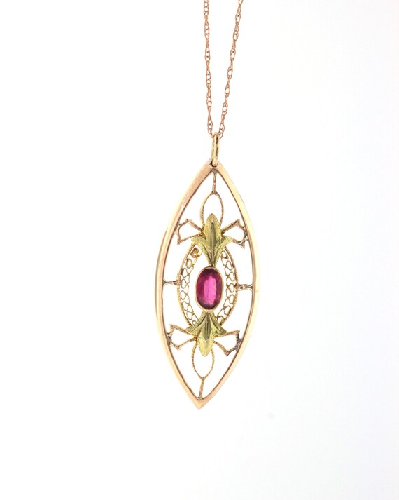 Vintage Ruby Pendant, Rose Gold Ruby Conversion P… - image 3