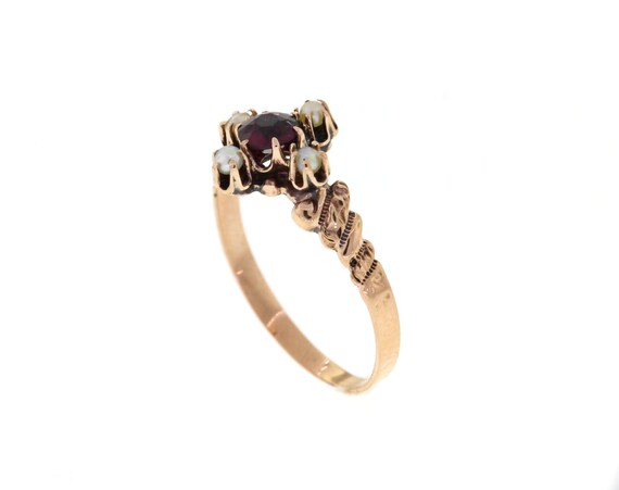 Antique Ruby Ring, Victorian Ruby Ring, Rose Gold… - image 2