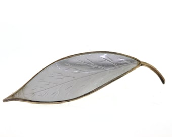 Vintage Enamel Leaf Brooch, Sterling Silver David Andersen Enamel Pin, Norway Modernist