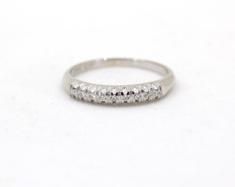 Vintage Diamond Band, Mid Century Diamond Anniversary Band, 1940s 14k White Gold Anniversary Ring