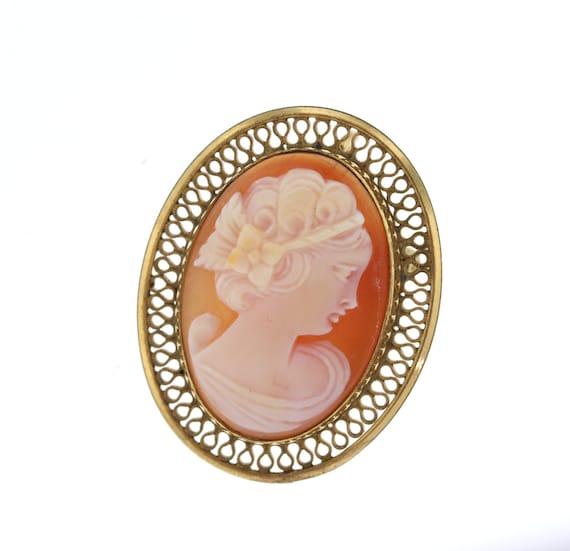Vintage Cameo Pendant, Gold Filled Cameo Necklace,