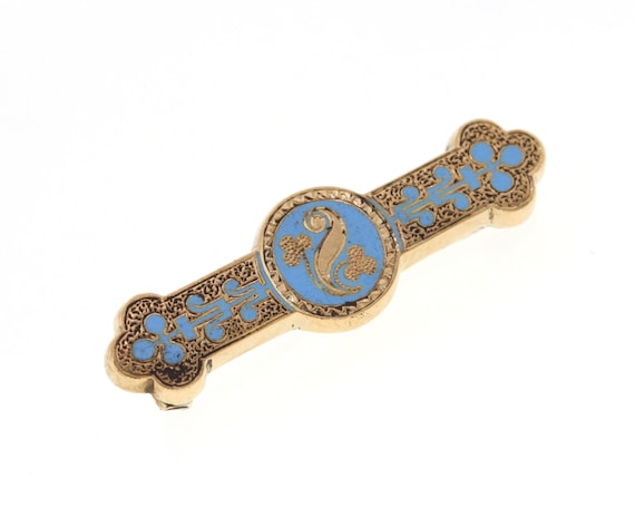 Antique Enamel Rose Gold Pin, Vintage Rose Gold Br