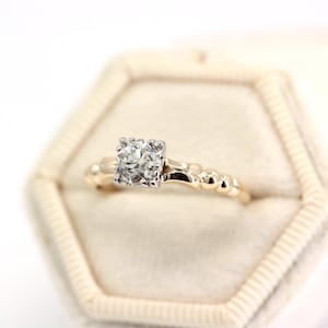 Vintage White Gold Old European Cut Diamond Engagement Ring, Mid Century Wedding Ring