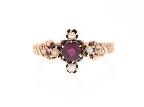 Antique Ruby Ring, Victorian Ruby Ring, Rose Gold… - image 1