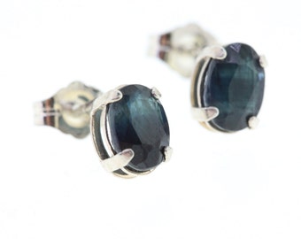 Saphir Ohrringe, Sterling Silber Blauer Saphir Ohrringe, September Geburtsstein